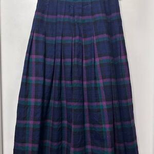 Deans of Scotland Tartan Plaid Pure Wool Pleated Wrap Skirt~28” waist